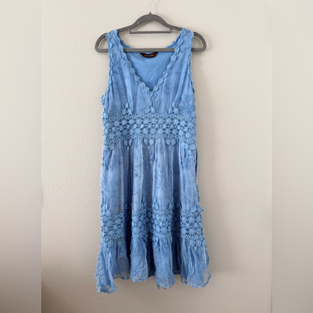Anthropologie Ranna Gill Veronica Blue Lace Dress